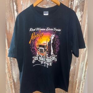 Real Women Drive Trucks Ice Road Truckers Black T-shirt Size XL